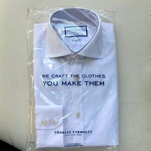 Charles Tyrwhitt White Non Iron Extra Slim Fit Twill Shirt Long Sleeve 14.5 32